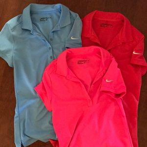 Three Nike Ladies Golf Shirts - 1 XS and 2 S